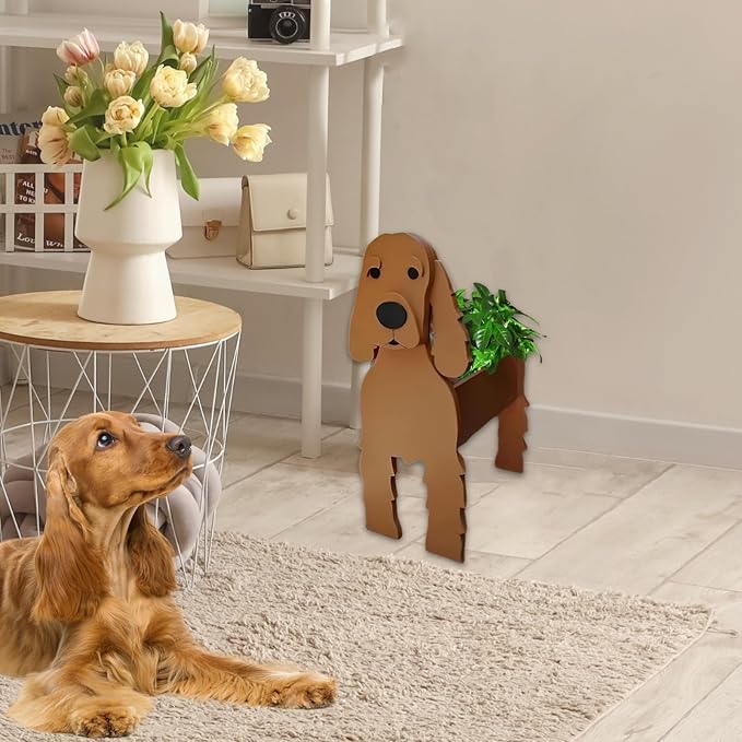 Brown Cocker Spaniel Dog Planter Plant Pots,Cute Dog Flower Planter,Gifts for Pet Lovers,Unique Animal Plant Pots,Office,Indoor Outdoor Garden Decor(9.45 * 9.17 * 13.39in)