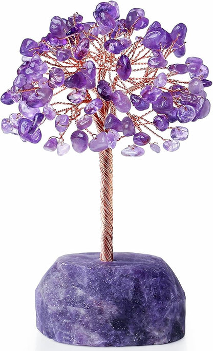 YATOJUZI 4.7"-5.1" Amethyst Crystal Money Tree,Purple Desk Cubicle Decorations Office Room Decor for Women,Meditation Accessories Reiki Gifts for Women,Crystals and Healing Stones,Tree of Life