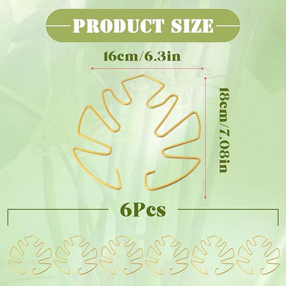 6PCS Golden Monstera Plant Support, Elegant Metal Plant Stem Support Stakes for Indoor Plants, Durable and Stylish Accessories for Healthy Growth and Stability