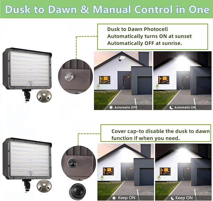 180W Outdoor LED Flood Light Dusk to Dawn with Knuckle, 25200LM 1500W Equivalent, 100-277V 5000K Daylight, ETL Commercial LED Flood Light Fixture, Outdoor Security Lighting for Landscape/Parking Lot