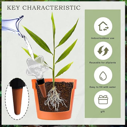 Star2-shaped Self Plant Watering Globes-4 Top Fill Automatic Planter Watering Insert with Slow Release-Watering drip Irrigation Device for Indoor and Outdoor Plants.