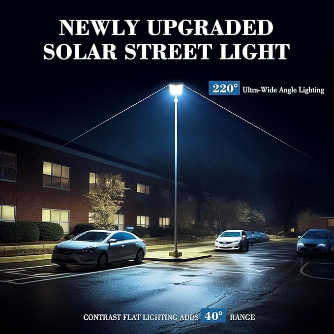 Solar Street Lights Outdoor, 480000LM 6500K Solar Lights Outdoor Waterproof Dusk to Dawn, Security Flood Light with Motion Sensor and Remote for Yard, Garage, Driveway