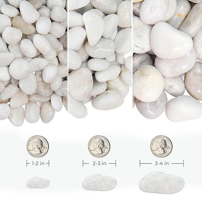 40lbs White River Rocks for Landscaping, 3-4 Inch Large Natural Unpolished Bulk Pebbles, Hand-Picked Premium Stones for Garden Design Fish Tank, Pathways and Backyard