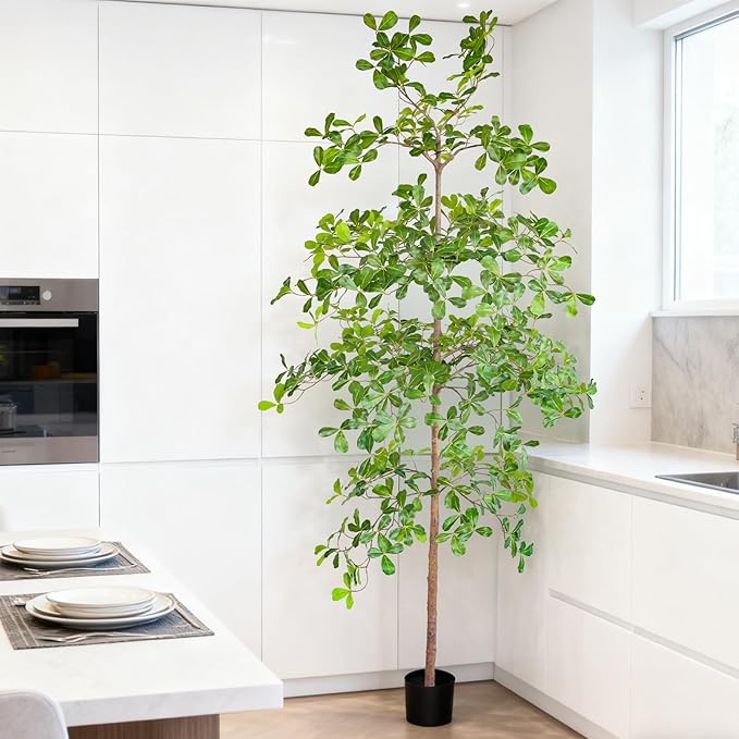 Artificial Black Olive Tree, 7FT Tall Big Leaf Faux Shady Lady Tree with Potted, Fake Olive Tree for Home Decor Indoor