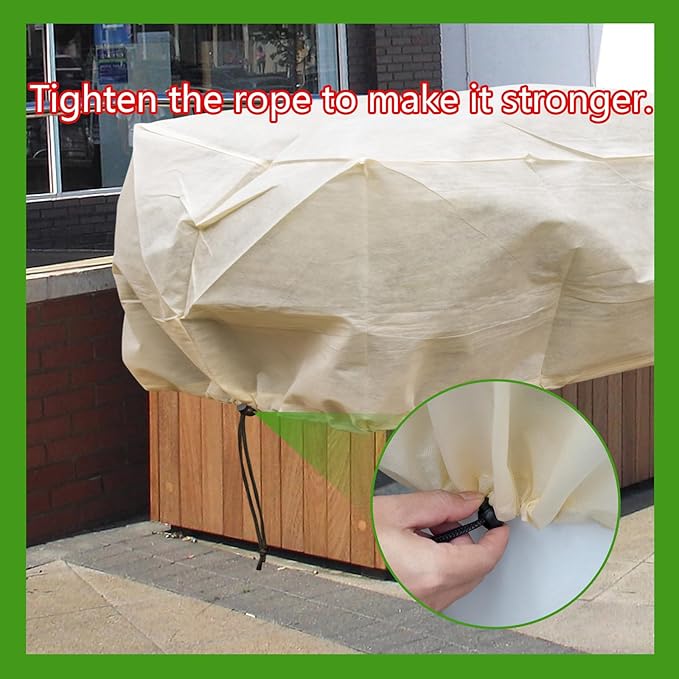 Plant Cover Freeze Protection, Winter Plant Covers, Plant Frost Cover, Tree Plant Freeze Protection Covers, Planter Plant Winter Frost Blanket with Zip Drawstring,2 Pack (68.9x17.7x15.7INCH)