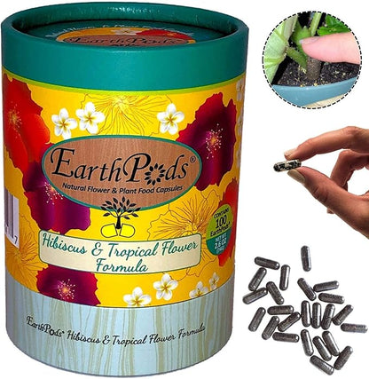 100 EarthPods - Bio Organic Hibiscus Fertilizer Spikes - Plumeria & Bougainvillea - Tropical Plant Food Sticks - Premium Formula - Hand Made in USA