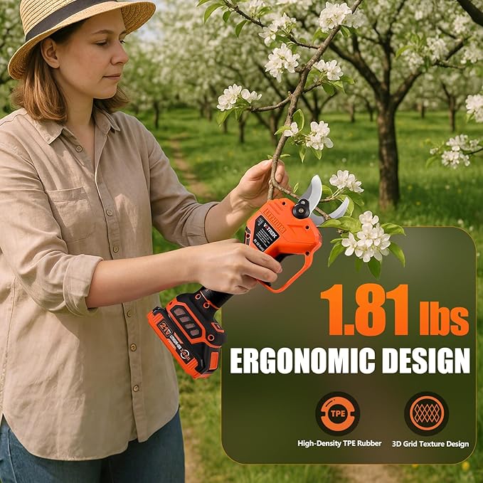 Electric Pruning Shears Cordless, [1.6'' Cutting Diameter] Professional Battery Powered Pruner, Garden Scissors for Tree Trimming Branch Cutter [SK5 Blades] [Brushless Motor] [LCD Display]