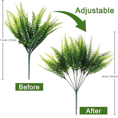 20 Bundles Artificial Boston Fern Plants – Lifelike UV Resistant Fake Plants for Outdoor & Indoor, Faux Greenery Stems for Garden, Porch, Patio, Yard, Home, Office Decor