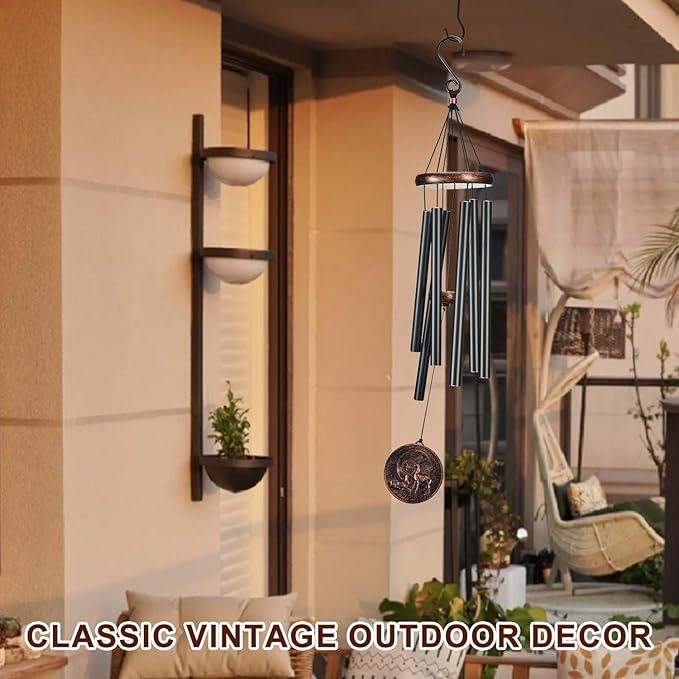 Wind Chimes for Outside, Vintage Deer Deep Tone Wind Chime Outdoor Clearance, Patio Porch Balcony Decoration, Garden Hanging Decor Gifts for Women Mom Grandma (34" Deer)