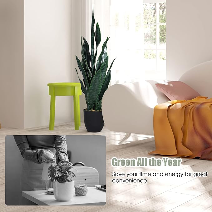 Goplus Fake Snake Plant, 36" Tall Artificial Potted Floor Plant, Large Faux Sansevieria Plant with 6'' Pot and 20pcs Leaves for Living Room House Modern Office Indoor Decor
