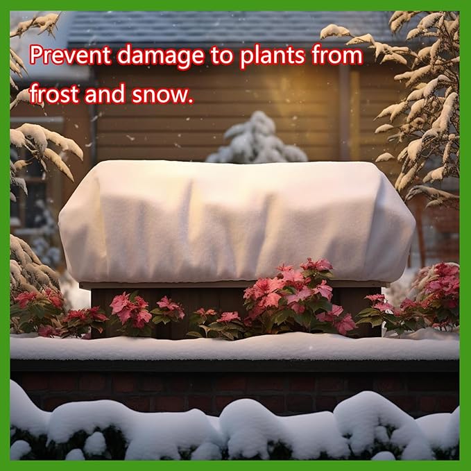 Plant Cover Freeze Protection, Winter Plant Covers, Plant Frost Cover, Tree Plant Freeze Protection Covers, Planter Plant Winter Frost Blanket with Zip Drawstring,2 Pack (59x17.7x15.7INCH)