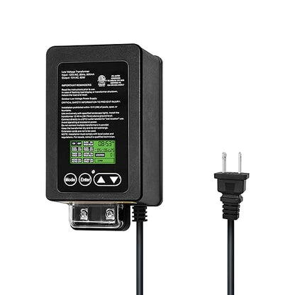 GKOLED 60W Low Voltage Landscape Transformer, Outdoor Landscape Lighting Transformer with Photocell Sensor and Timer, 120V AC to 12V AC for LED Lights, Weatherproof, Heavy-Duty, ETL Listed