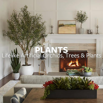 CG Hunter Faux Eucalyptus & Citrus Topiary, Set-of-2 Premium Artificial Indoor Plants, Enhances Interior Design, Lifelike-Leaves Create Realistic Natural Appearance, Grey Planter Pot Included
