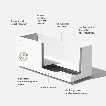 Veradek Block Series Long Box Planter - Large Rectangular Planter for Indoor or Outdoor Patio/Porch | Durable All-Weather Use with Drainage Holes | Modern Décor for Tall Plants, Flowers or Shrubs