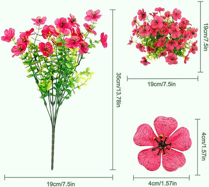 FGSAEOR 12 Bundles Artificial Flowers for Outdoor Indoor, Faux Flower Daisy with Eucalyptus Leaves Fake Plants Greenery, Garden Home Decor for Boxwood Porch Patio (Red/Pink/Purple/Yellow)