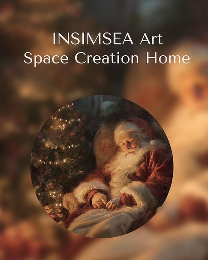 InSimSea Christmas Decor Framed Wall Art Santa Claus and Christmas Tree Canvas Painting Pictures Room Aesthetic Vintage Rustic Holiday Home Decor Xmas Gifts for Living Room Bedroom Bathroom 12L x 16W