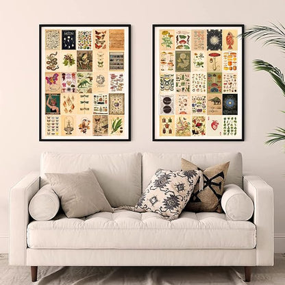TRAMIN 100 PCS Vintage Posters, Collage Kit Aesthetic Pictures, Cottagecore Room Decor for Bedroom, Cute Dorm Photo Wall Decor for Teen Girls, Botanical Wall Art…
