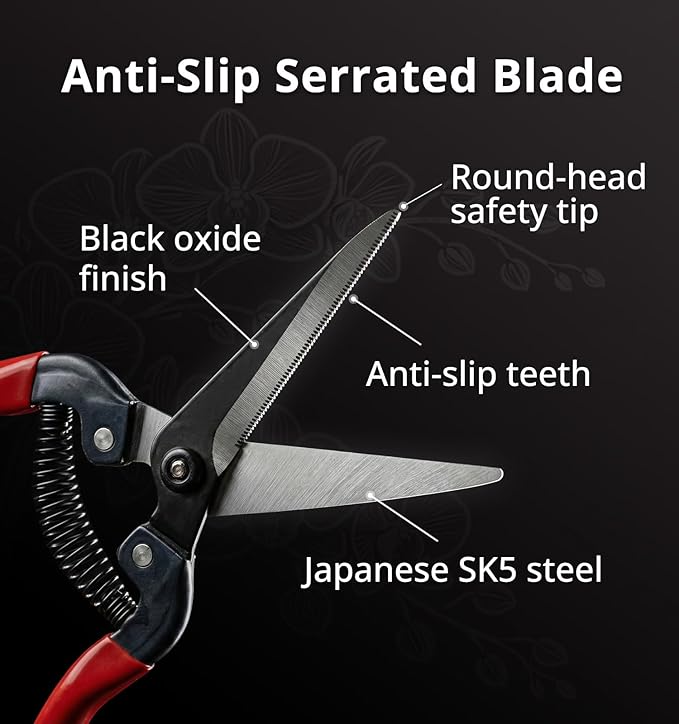Gardeness Gardening Scissor 2 PCS SK5 high Carbon Steel Straight Florist Scissors, Pruning Snip, Multi-Tasking Garden Precision Herb Snips Flower Clippers Bonsai Trimmers Hydroponic Herbs