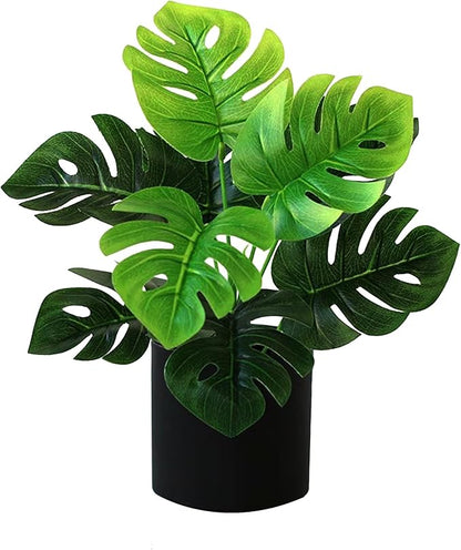 1 Pack Artificial Monstera Deliciosa Leaves, Tropical Palm Plant, 9 Leaves Faux Monstera Plant for Decoration