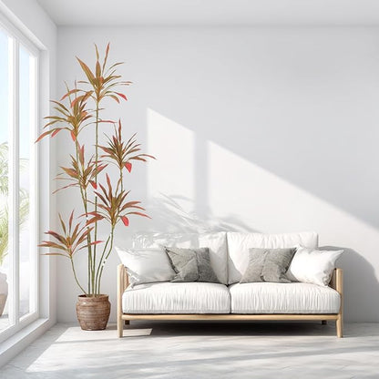 Artificial Cordyline Plant, Indoor Potted Plant, 6 Stems with Black Planter, Suitable for Large Indoor Living Room Decorations, Potted Plants, and Window Display Scenes (Red-7ft)