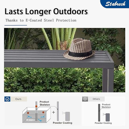 Grey Outdoor Backless Bench for Garden, Set of 2, Metal Outdoor Bench Weatherproof, Patio Benches for Outdoors, Benches Seat for Backyard, Porch, Plant Stand and Holder