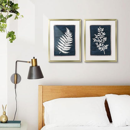 ArtbyHannah 2 Pack 12x16 Framed Botanical Wall Art Decor with Gold Frame and Decorative Tropical Plant Pictures Print For Home Decoration