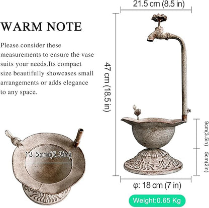 Unique Planters for Indoor Outdoor Plants, Rustic Succulent Planters, Outdoor Flower Pots, Indoor Succulent Plant Pots, Metal Tap Design, Home and Garden Decor (Gray)