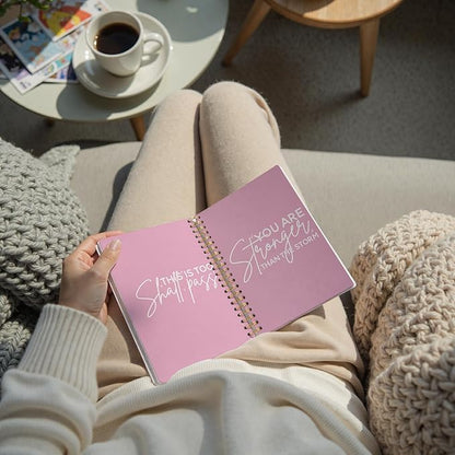 Preppy Pink Stronger Than The Storm Spiral Notebook, Positive Affirmations Journal for School Work, Inspirational Motivational Positive Gift Journal for Women Teens Girls, 5.5x8.3 Inch