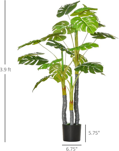 HOMCOM 4FT Artificial Monstera Tree, Faux Decorative Plant in Nursery Pot for Indoor or Décor