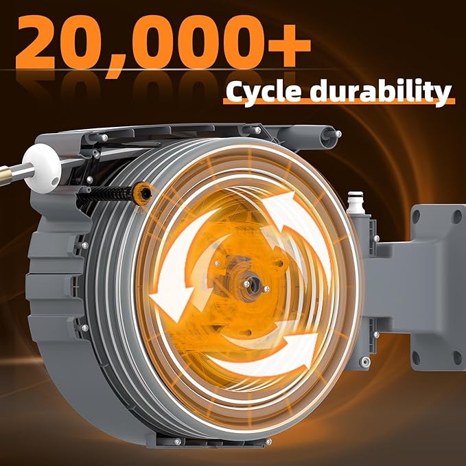 Retractable Garden Hose Reel 1/2"x82 ft, Automatic Hose Reel with 7 Pattern Nozzle, Any Length Lock Wall Mounted &180 Deg Swivel