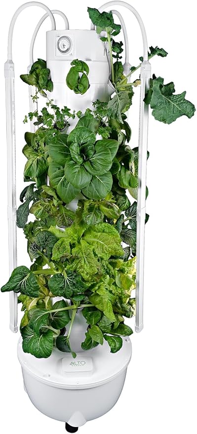 HX Hydroponic Tower | High Capacity Tower | Hydroponics Growing System Kit | Food Grade with 40 Net Pots (with LED Grow Lights)