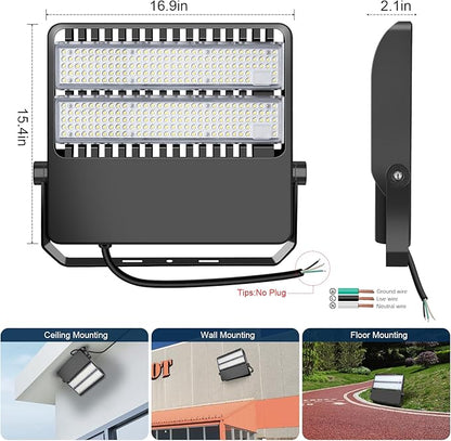 LED 240 Watt Stadium Lights Fixture, Outdoor Super Bright 36000 Lumen Stadium Flood Light, 5000K 120° Wider Lighting Angle Yoke Mount Commercial Arena Lights 110Volt-277Volt (3 Pack)