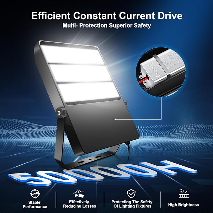 360W LED Stadium Lights Fixture Ultra-Brightness 50800 Lumen 5000K Daylight Outdoor Stadium Floodlights Commercial IP65 Field Arena Light with Adjustable Trunnion Bracket 2 Pack