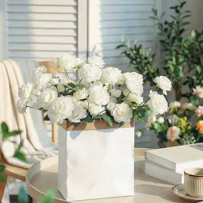 36 Bundles Artificial Flowers Peonies Roses Fake Bouquet for Wedding Bridal Shower Valentine's Day Decorations Fake Floral Arrangements Table Centerpieces Home Decor(White)