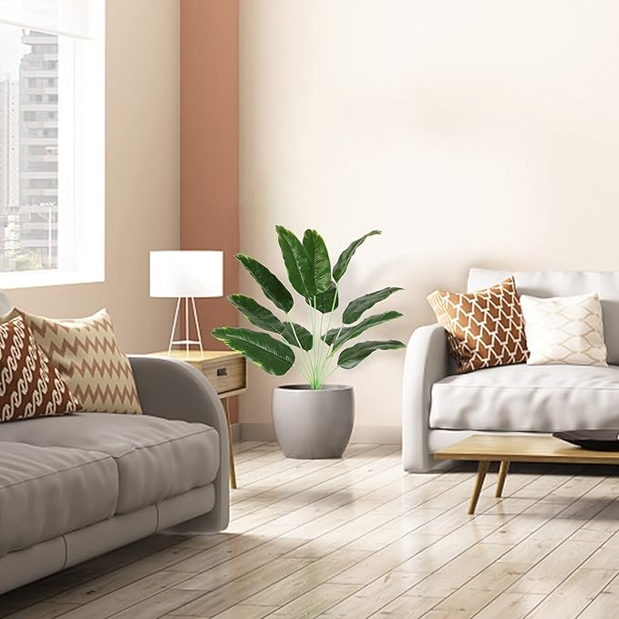 Artificial Plants Palm Fake Leaves 25inch Indoor for Home Office Decor 2Pcs