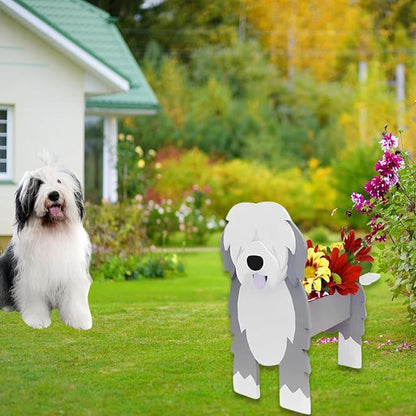 English Shepherd Dog Planter Plant Pots,Cute Dog Flower Planter,Gifts for Pet Lovers,Unique Animal Plant Pots,Office,Indoor Outdoor Garden Decor(9.45 * 6.38 * 13.39in)