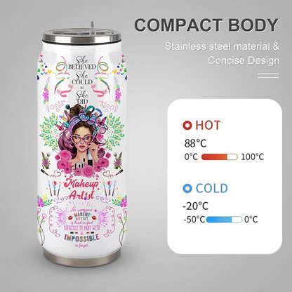 Makeup Artist Gifts For Women Cosmetology Stainless Steel Insulated Tumbler With Straw Lid,Makeup Gift For Esthetician,Cosmetician,Graduation Gifts 17 Oz