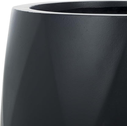 SAFAVIEH Outdoor Collection Kane Black Cement Ficonstone Planter Pot Set of 2