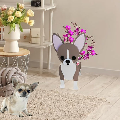 Chihuahua Dog Planter Plant Pots,Cute Dog Flower Planter,Gifts for Pet Lovers,Unique Animal Plant Pots,Office,Indoor Outdoor Garden Decor(9.45 * 8.66 * 13.39in)