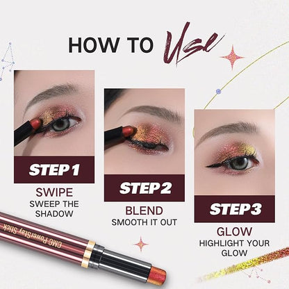 CHARMACY New Magic Eyeshadow Stick, Creamy Eye Shadow Stick, Dynamic Light color Change, Metallic Shimmer Eyeshadow, Long-Lasting Water-Resistant Formula, High Pigmented, Built-in Smudger #06