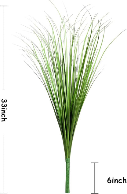 Vlorart 33" Artificial Plants 6 Pack Onion Tall Grass Greenery, Faux Fake Grass Shrubs Plant Flowers Wheat Grass for House Home Indoor Outdoor Office Room Gardening Indoor Décor-Green