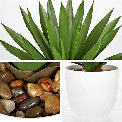 Fake Agave Plants 16 inch Tall Artificial Yucca Plants in White Pot Faux Agave Plant Realistic Fake Plant for Home Decor Office Table Living Room Desk Bathroom Dining Centerpieces Balcony Decor