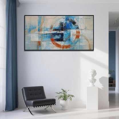 Anolyfi Black Framed Large Abstract Wall art Modern Geometric Canvas Prints Painting, Abstract Wall Art for Living Room Hallway Bedroom Dining Room Office Home Decor, 48"x24"