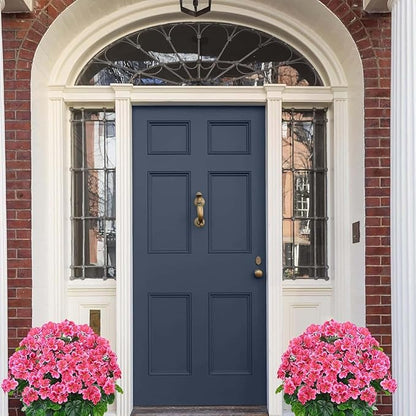 QIANYUN Artificial Topiary for Outdoors- 20” Potted Plant Fake Geraniums Bush-UV Resistant Artificial Outdoor Plant for Front Porch, Garden, Yard, Patio Decor (Dark Pink)
