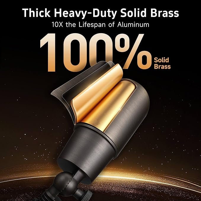 Gardenreet Spot Light Brass - Outdoor Landscape Spotlights 12V, LED Low Voltage Landscaping Uplights, All Weather Hard-Wired Bronze for Backyard Lawn with Warm White Changeable Bulbs (8 Pack)