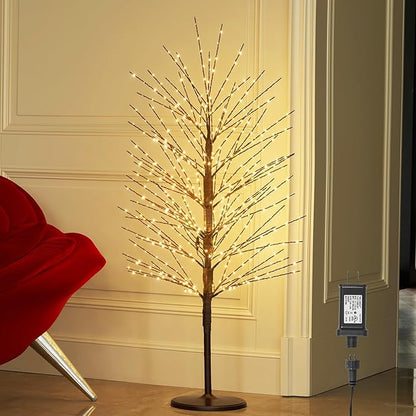 Hairui Lighted Brown Tree with 576L Warm White Fairy Lights 4FT, Twig Tree with Lights for Indoor Outdoor Home Christmas Winter Holidays Party Decoration