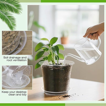 3 Inch Clear Nursery Pots with Drainage Trays, 15 Pack Plastic Pots for Plants, Clear Pot for Seed Starting, Transplanting, Succulents, and Indoor Gardening (3 inch)