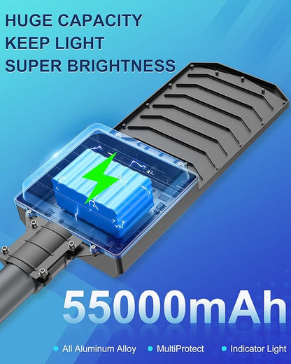 Solar Street Lights Outdoor Waterproof, 650000LM Super Bright LED Beads Commercial Solar Flood Lights with Remote Control for Patio, Street, Court and Parkling Lot 10800w