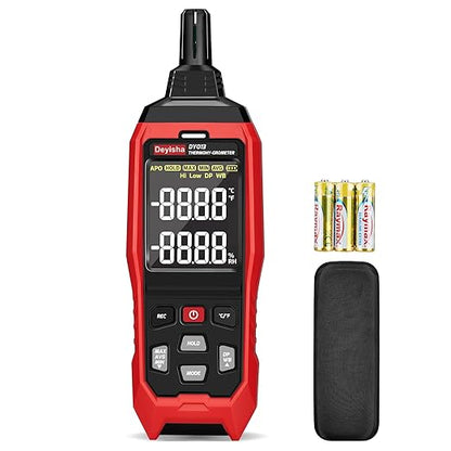 Industry Temperature Humidity Meter High Precision and High Rate Hygrometer with Ambient, Relative Humidity, Dew Point, Wet Bulb Thermometer, Min/Max Hold ±1°F and ±3% RH, 8000 Data Records