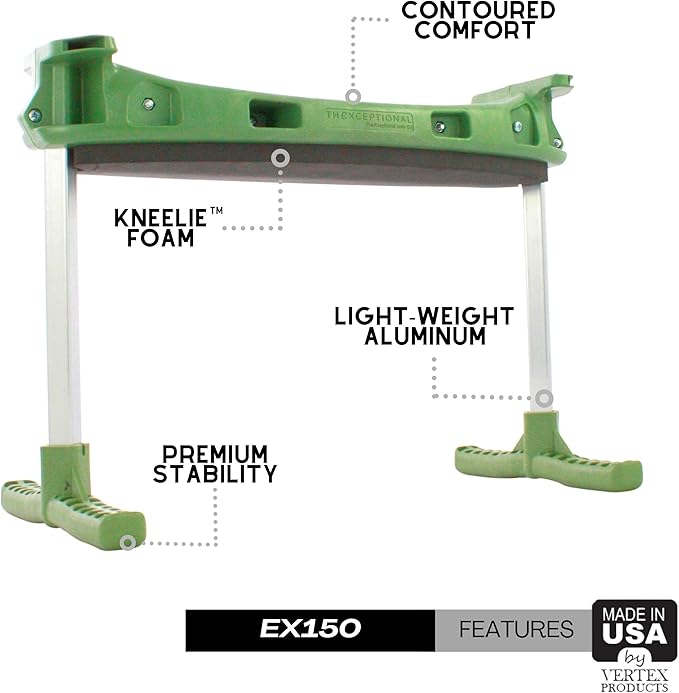 TheXceptional Kneelie | Ergonomic Kneeling Bench Garden Stool for Gardening and Kneeler with Easy Up Assist Handles | Durable Garden Kneelers for Seniors | Made in USA by Vertex Products | Model EX150